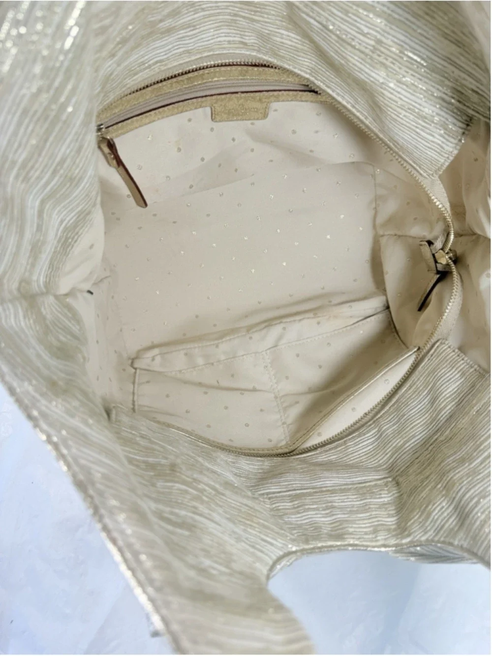 Kate Spade New York Starlight LARGE TATE Gold Metallic shimmer $495 RETAIL RARE
